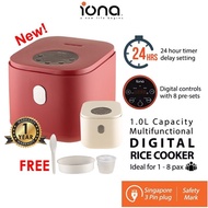 Iona 1L Small Mini Rice Cooker Non Stick With Steamer Multi Function Digital Smart GLRC66