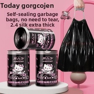 YIJIA#抽绳垃圾袋 Thickened Household Medium Large Portable Drawstring Black Kitchen Disposable Plastic Ba