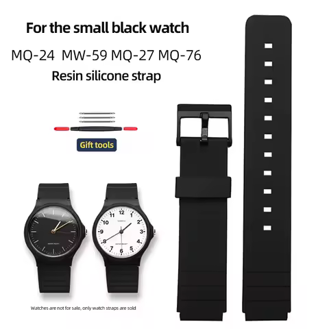 For MQ-24 mq24 MW-240 MQ41 MW-59 MQ-27 76 TPU Rubber Watch Band Strap Black Waterproof Watchband Bel