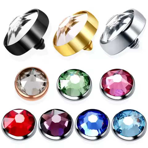 10pcs/lot Titanium Piercing Micro Dermal Anchor Top Round Gem Skin Diver Implant Jewelled Hide in Sk