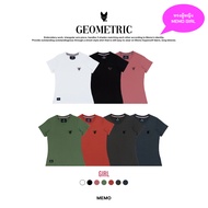 .-Collect Coupons At The Store Navy/Cocoa Color Aeiou Women's Supersoft Premium T-Shirt GEOMETRIC SM