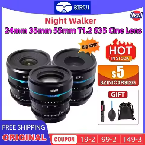 SIRUI NightWalker 24mm 35mm 55mm 16mm T1.2 S35 Night Walker Cine Lens For Sony E Fuji X Canon RF Red