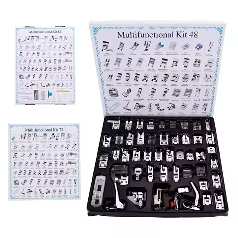 INNE 11-82Pcs/Set Sewing Machine Accessories Supplies Presser Foot Kit Set With Box Household For Br