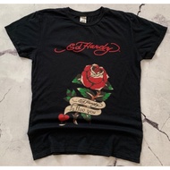 Ed Hardy 100% Cotton Retro Men Women Same Style Rose Print T-Shirt Tops Ready Stock