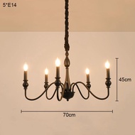 cod American Retro Candle Black Chandelier Hall Main Hanging Lamp Living Room French Bedroom Led Pen