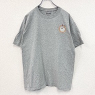 古著 Champion 短袖長曲棍球骷髏頭圓領T卹，灰色，L碼