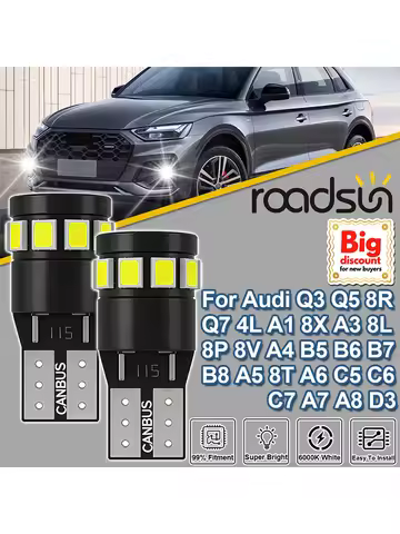 Roadsun 2X For Audi Q3 Q5 8R Q7 4L A1 8X A3 8L 8P 8V A4 B5 B6 B7 B8 A5 8T A6 C5 C6 C7 A7 A8 D3 W5W T