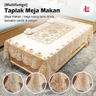 Taplak Meja Makan Persegi Segi Kain Motif Bunga Nuansa Klasik Vintage Jadul Kuno Ukuran 120Cm X 170Cm / Taplak Meja Makan Plastik Segi 4 - 5 Kursi Anti Air Motif Cantik (D40-C) Taplak Meja Makan