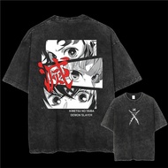 2026 European Size Washed American Style Old Sleeve Five Points T-Shirt Anime European American Retr