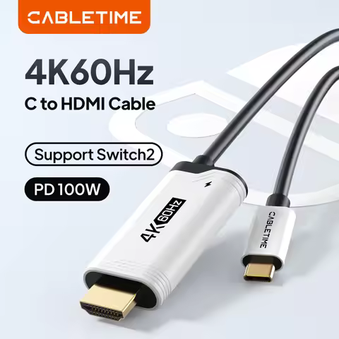 CABLETIME HDMI Adapter USB C Cable to HDMI Switch 2 4K 60Hz HDR PD 100W Type c cable for PS4/5 Lapto