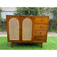 ALMARI RAK KASUT ROTAN KAYU JATI/ KAYU JATI ROTAN/ TV CEBINET KAYU JATI ROTAN