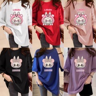 [AMYGO] 2Y5062Y508 POP MART LABUBU Tshirt Woman Loose T shirt Women Baju Perempuan Plus Size Crop To