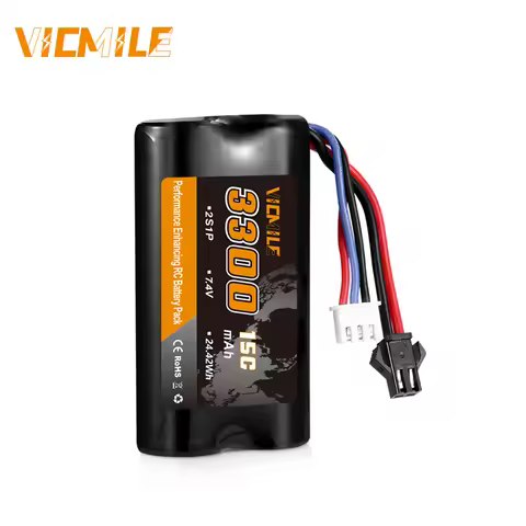VICMILE 7.4V Li-ion Battery 3300mAh High Capacity RC with SM-2P Plug 2S Rechargeable Battery Fit for