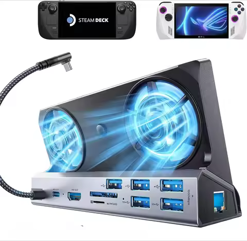 10-in-1 Docking Station for GPD Win4, Dual Cooling Fan 5 USB Ports and 4K@60Hz,100W Charging Port, G