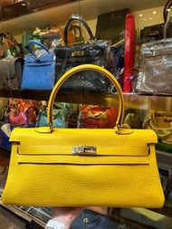 95%新 Hermes Shoulder Kelly 黃色銀扣上膊袋