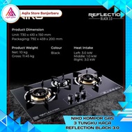 Niko 3-Burner Glass Reflection Black 3.0 Gas Stove Pro Phantom 3-Burner Glass Gas Stove/
