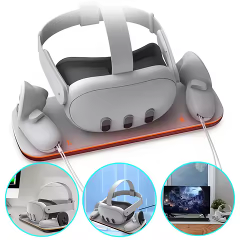 VR Headset Controller Charging Dock for Meta Quest 3 VR Charging Cradle with 2 Rechargeable Batterie
