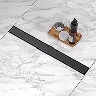 NIREU Linear Shower Drain, Black Linear Drains 36 Inch. Shower Trench Drain with 2-in-1 Flat Cover &