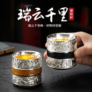 T Tang Song 丨 Handmade 999 Sterling Silver Gilt Silver Master Cup Tea Cup Household Ceramic Tea Cup 