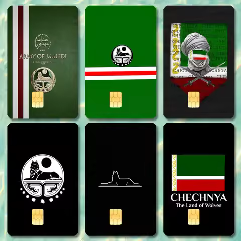 Chechnya Flag Stickers Cartoon Credit Card Visa Debit Bank Charge Card Bus Metro Waterproof Sticker 
