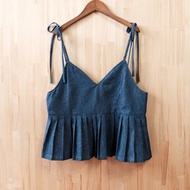 綁帶丹寧壓摺背心