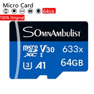 SomnAmbulist original Micro TF SD card, 64GB 100% actual capacity memory card, Class 10 A1 A2 TF card, suitable for camera monitoring, Ps4 Ps5 games, mobile phones, computers