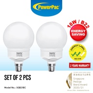 PowerPac 2X Bulb Energy Saving Daylight 18W B22 (SGB21BC)