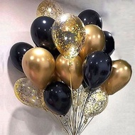30pcs Balloons Decoration Set Black Gold Silver 30th 40th 50th Chrome Confetti For Birthday Party
