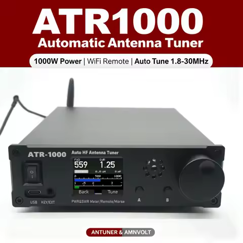 AMNVOLT ATR1000 1000W 1.8-30MHz Automatic Antenna Tuner Lightweight HF Shortwave Radio Tuner WIFI Re