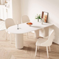 Light luxury simple modern rock slab dining table small dining table home island table Roman column marble dining table and chairs combination