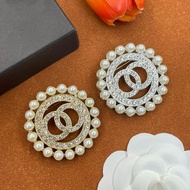 Chanel Style Pearl Letter Pin Brooch