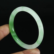 Natural ice emerald green quartzite jade bracelet floating flower yang green jade bracelet Round Ban