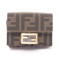 【二手】芬迪FENDI Zucca 三折皮夾 8M0395A98PF0A6Eブラウン帆布三折皮夾 女士 全新