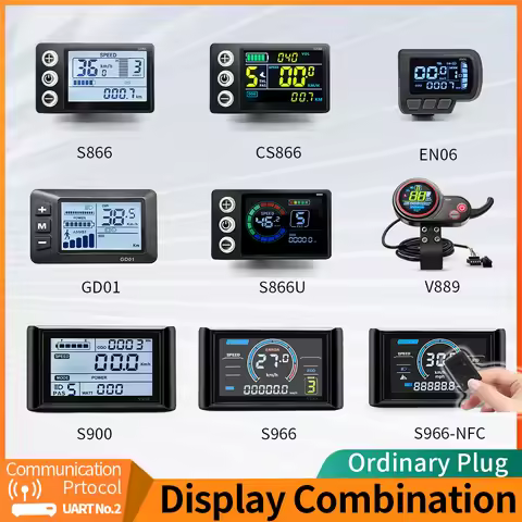Ebike JN LCD LED Display 24V 36V 48V 52V S866 S900 V889 GD01 S966NFC Color Display with UART 2 Commu