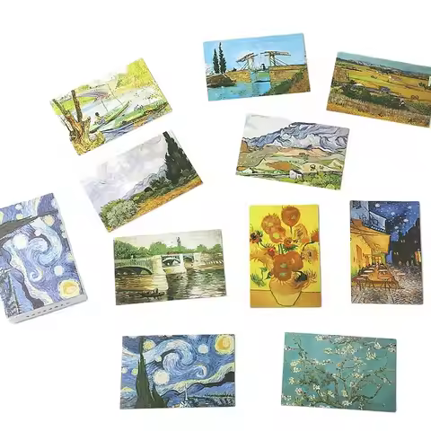 28 Sheets/Set Van Gogh Oil Painting Lomo DIY Greeting Cards Set Blank Blessing Message Birthday Lett