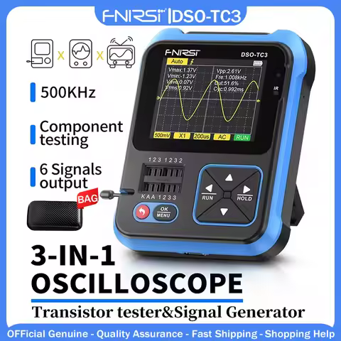 FNIRSI Portable Oscilloscope Transistor Tester 2-in-1 Multifunction Multimeter Resistance Meter LCR 