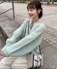 日牌hinari綠色針織毛衣