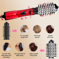 2-In-1 Automatic Rotating Round Hot Air Brush, Equipped With 2 Detachable Automatic Rotating Curling