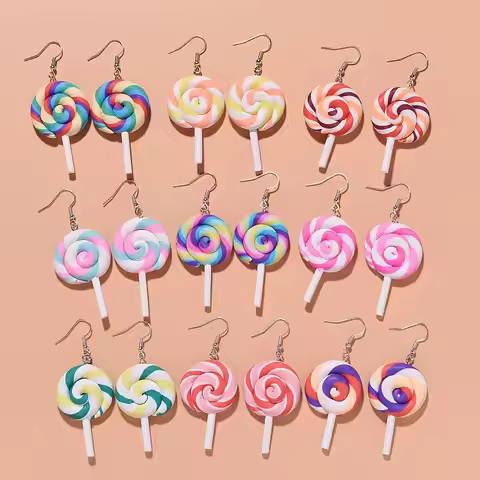 Cross-Border European & American Style Sweet Girly-Style Colorful Lollipop Earrings - Fun Handmade H