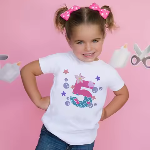 Sea Anima Birthday Shirt 1-9 Birthday T-shirt Wild Tee Girls Party T Shirt Ocean Theme Clothes Kids 