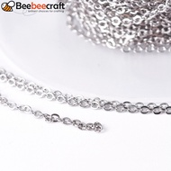 1roll Tarnish Resistant 304 Stainless Steel Cable Chain Soldered with Spool Flat Oval Stainless Stee