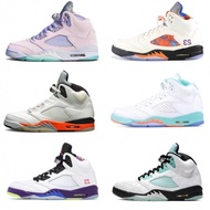Ladies AJ5 Basketball Sneakers, Kaede Style, Color Is Blue, Purple and Oreo Brown.