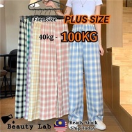 Wide leg plaid long pants women casual pants Seluar Panjang Perempuan longgar seluar tidurelephant p