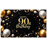 22 Kinds Elegant 90th Birthday Banner Party Decoration Backdrop Happy Birthday Background Golden Ann