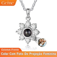 in stock Custom Photo Projeciton Necklace Women Sunflower Shaped Custom Picture Necklace for Women P