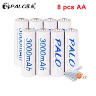 PALO 8 batteries rechargeable battery AA 3000mWh 1.2V 2A battery can be used for toy remote control battery
