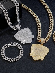 1 เซ็ต โล่ตัวอักษร ABP เครื่องประดับฮิปฮอป ปังค์ที่นิยม สร้อยคอและสร้อยข้อมือ เหล็กที่ทนทาน จี้สำหรั