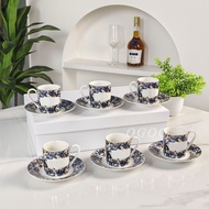 Bone China Espresso Cup Saucer Hydrangea Series Coffee Cup Saucer Small Capacity Espresso Cup Saucer
