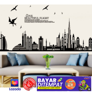 [CV Best Design] Terbaik sticker dinding pemandangan gedung kota | dubai city warna hitam polos ukur