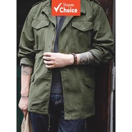 M65 Men's Jacket, Field Jacket, Retro Multi Pocket Collar Zipper Jacket, 100% Cotton